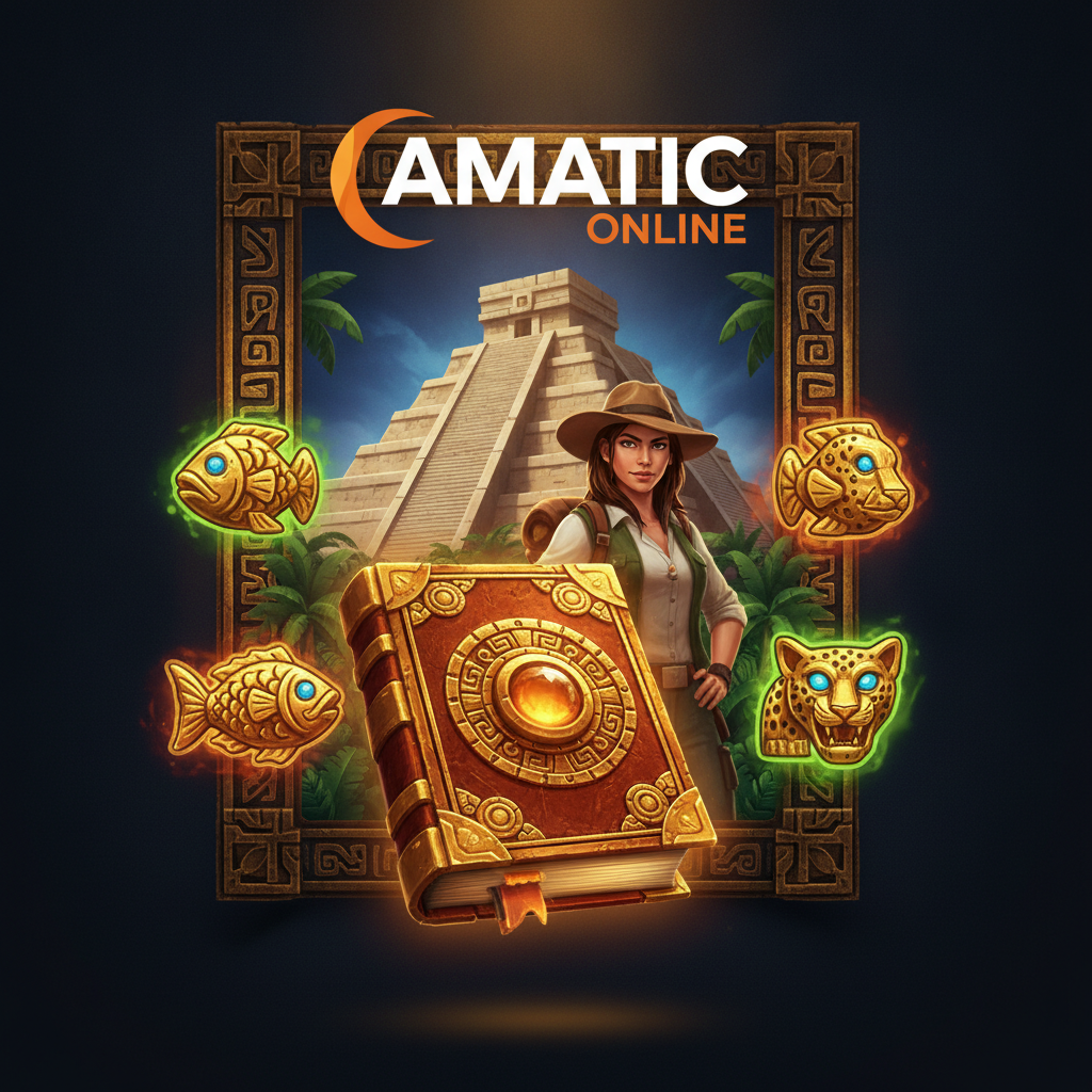 Book of Aztec slot cu cartea de aur sacră, femeia explorator, piramida aztecă, idoli din aur cu ochi de safire